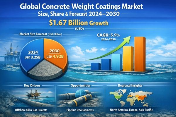 Global Concrete Weight Coatings Market Size, Share & Forecast 2024–2030 (USD 1.67 Billion Growth)
