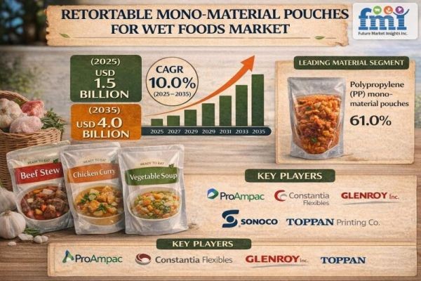 Retortable Mono-Material Pouches for Wet Foods Market to Reach USD 4.0 Billion by 2035 | fmi