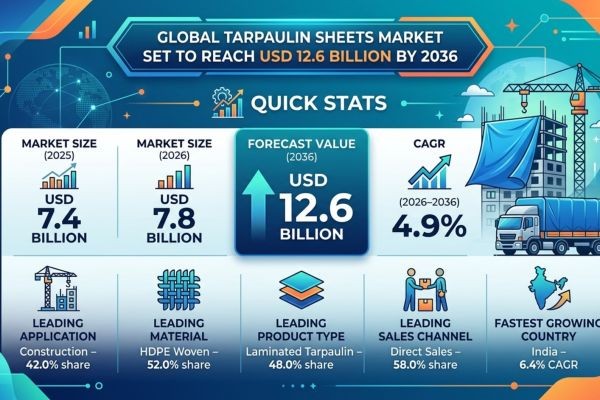 Global Tarpaulin Sheets Market Set to Reach USD 12.6 Billion by 2036