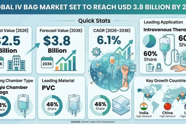 Global IV Bag Market Set to Reach USD 3.8 Billion by 2036