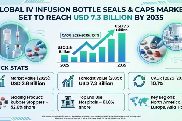 Global IV Infusion Bottle Seals & Caps Market Set to Reach USD 7.3 Billion by 2035