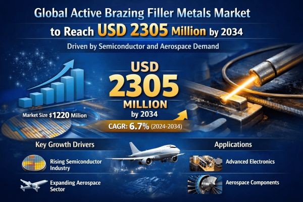 Global Active Brazing Filler Metals Market to Reach USD 2305 Million by 2034 Driven by Semiconductor and Aerospace Demand