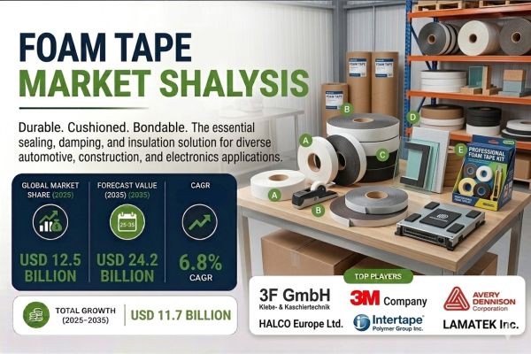 Foam Tape Market to Witness Strong Growth by 2035 | Backed by Adoption in Automotive and EV Manufacturing