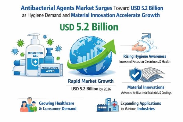 Antibacterial Agents Market Surges Toward USD 5.2 Billion as Hygiene Demand and Material Innovation Accelerate Growth