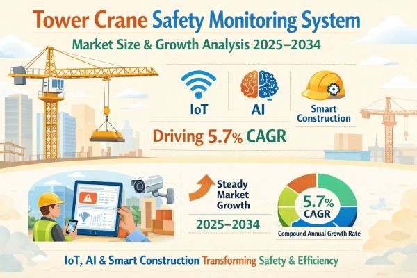 Tower Crane Safety Monitoring System Market Size & Growth Analysis 2025–2034 | IoT, AI & Smart Construction Driving 5.7% CAGR