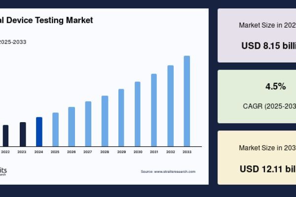 Medical Device Testing Market to Reach USD 12.11 Billion by 2033, Growing at a CAGR of 4.5%