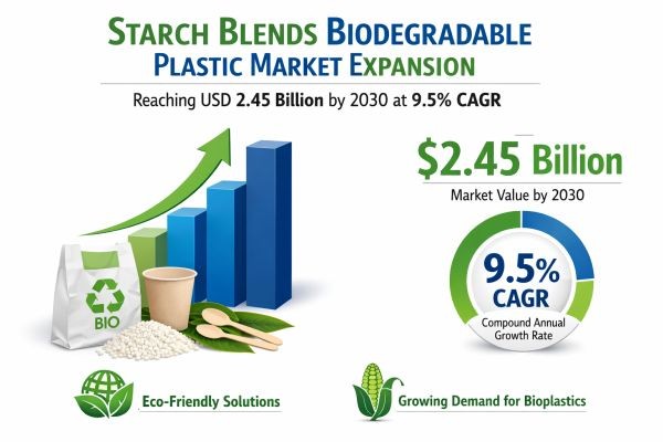 Starch Blends Biodegradable Plastic Market Expansion: Reaching USD 2.45 Billion by 2030 at 9.5% CAGR