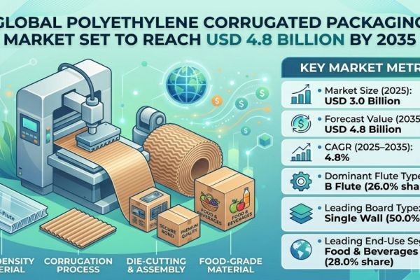 Global Polyethylene Corrugated Packaging Market Set to Reach USD 4.8 Billion by 2035: Growth Driven by Food Safety, Logistics, and Sustainable Packagi..