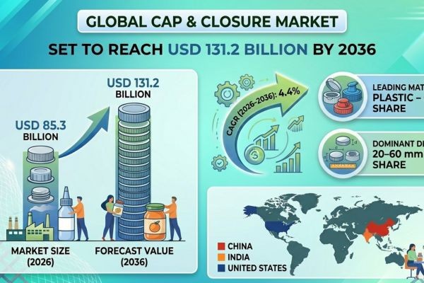 Global Cap & Closure Market Set to Reach USD 131.2 Billion by 2036