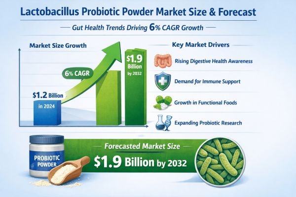 Lactobacillus Probiotic Powder Market Size & Forecast 2024–2032 | Gut Health Trends Driving 6% CAGR Growth