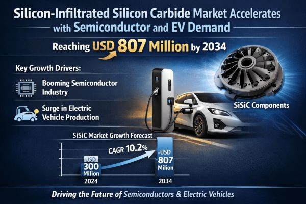 Silicon-Infiltrated Silicon Carbide Market Accelerates with Semiconductor and EV Demand, Reaching USD 807 Million by 2034