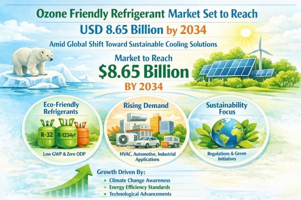 Ozone Friendly Refrigerant Market Set to Reach USD 8.65 Billion by 2034 Amid Global Shift Toward Sustainable Cooling Solutions