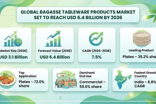 Global Bagasse Tableware Products Market Set to Reach USD 6.4 Billion by 2036