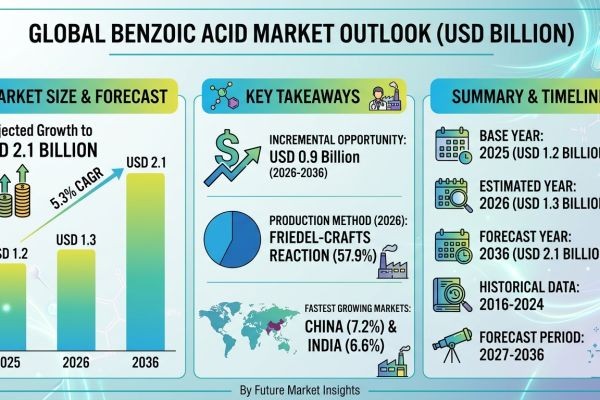 Benzoic Acid Market Forecast 2026–2036: Market Expansion Driven by Food Preservation Demand and Industrial Applications