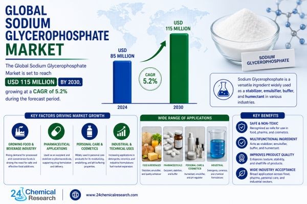 Global Sodium Glycerophosphate Market Set to Reach USD 115 Million by 2030, Growing at a CAGR of 5.2% During Forecast Period