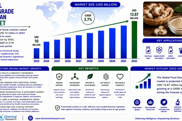 Global Food Grade Lentinan Market to Reach USD 13.87 Million by 2032 Amid Rising Nutraceutical Demand
