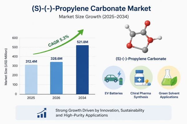 (S)-(-)-Propylene Carbonate Market Size, Share & Forecast 2034 | Growth Driven by Chiral Pharmaceuticals, Lithium-Ion Batteries & Green Solvent Applic..