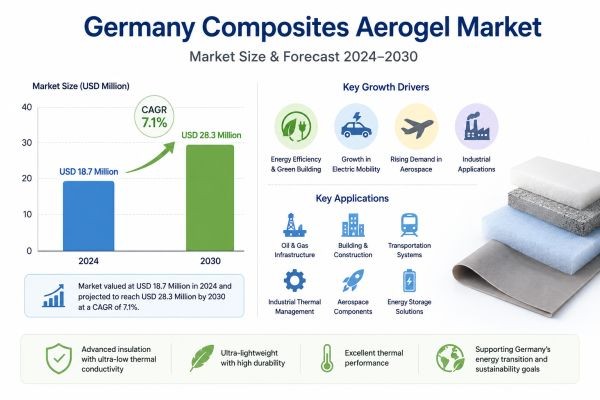 Germany Composites Aerogel Market Size, Share & Forecast 2030 | Growth Driven by Energy-Efficient Insulation, EV Batteries & Aerospace Applications