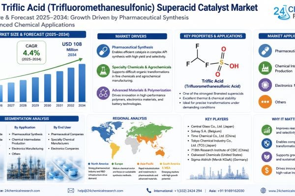 Global Triflic Acid (Trifluoromethanesulfonic) Superacid Catalyst Market Size, Share & Forecast 2025–2034: Growth Driven by Pharmaceutical Synthesis a..