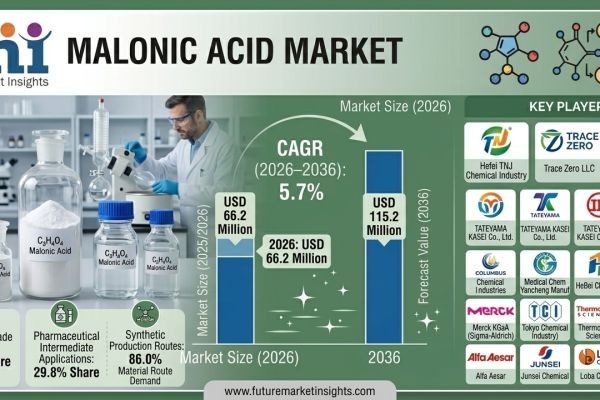 Malonic Acid Market Forecast 2026–2036: Expanding Pharmaceutical and Specialty Chemical Applications Driving Global Demand