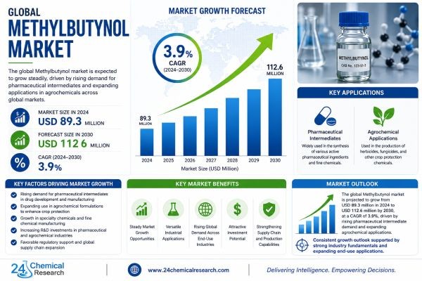 Global Methylbutynol Market to Reach USD 112.6 Million by 2030 Driven by Pharmaceutical and Agrochemical Demand