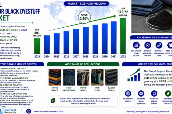 Global Sulphur Black Dyestuff Market to Reach USD 372.72 Million by 2032