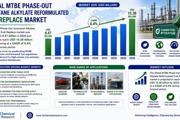 MTBE Phase-Out Isooctane Alkylate Reformulated Fuel Replace Market to Reach USD 15.38 Billion by 2034