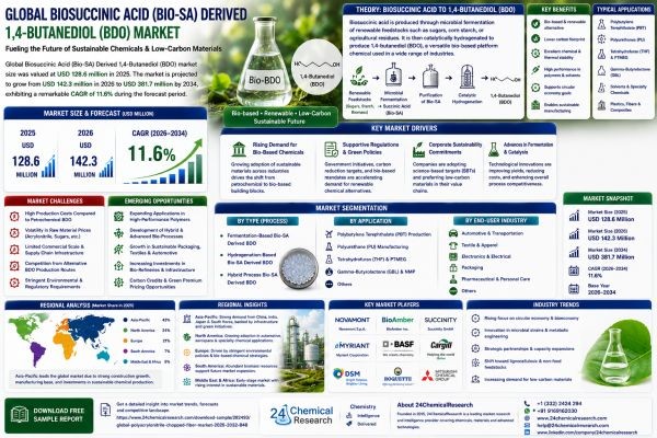 Biosuccinic Acid (Bio-SA) Derived 1,4-Butanediol (BDO) Market Research Report 2026-2034