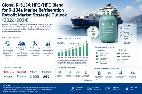 Global R-513A HFO/HFC Blend for R-134a Marine Refrigeration Retrofit Market Strategic Outlook (2026-2034)