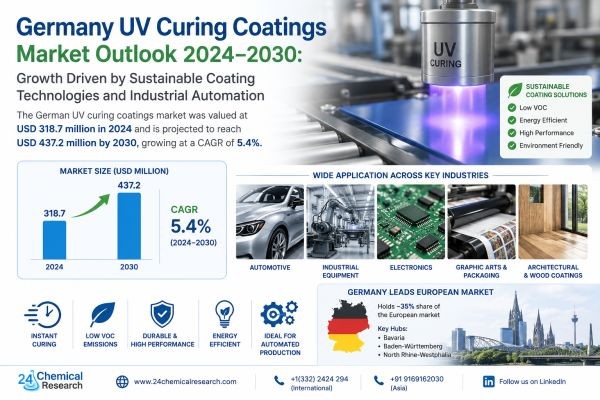 Germany UV Curing Coatings Market Outlook 2024–2030: Growth Driven by Sustainable Coating Technologies and Industrial Automation
