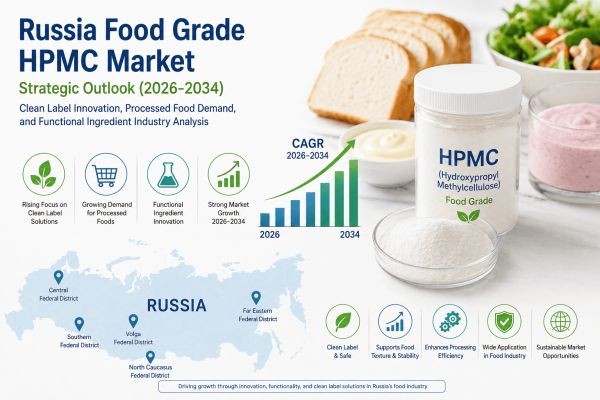 Russia Food Grade HPMC Market Strategic Outlook (2026-2034): Clean Label Innovation, Processed Food Demand, and Functional Ingredient Industry Analysi..