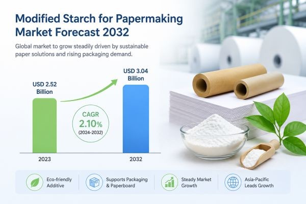Modified Starch for Papermaking Market Size, Share & Forecast 2032 | Sustainable Paper Additives Driving Packaging & Specialty Paper Growth