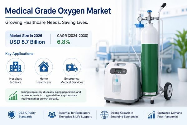 Medical Grade Oxygen Market Size, Share & Forecast 2030 | Growth Driven by Respiratory Care, Home Healthcare & Critical Care Demand