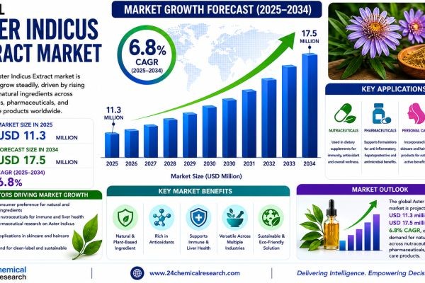 Aster Indicus Extract Market to Reach USD 17.5 Million by 2034 Driven by Natural Wellness and Skincare Demand