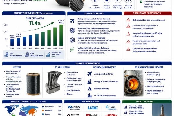 Silicon Carbide (SiC) Fiber for Ceramic Matrix Composites Market Research Report 2026-2034