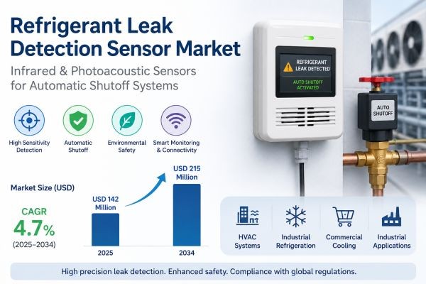 Refrigerant Leak Detection Sensor Market Size, Share & Forecast 2034 | Infrared & Photoacoustic Sensors for Automatic Shutoff Systems