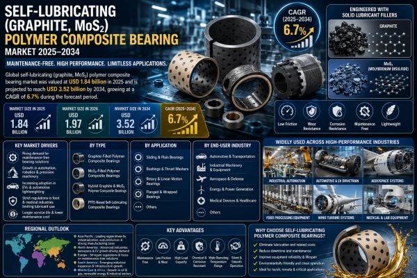 Global Self-Lubricating Polymer Composite Bearing Market to Reach USD 3.52 Billion by 2034, Driven by EV Lightweighting, Industrial Automation, and Ma..