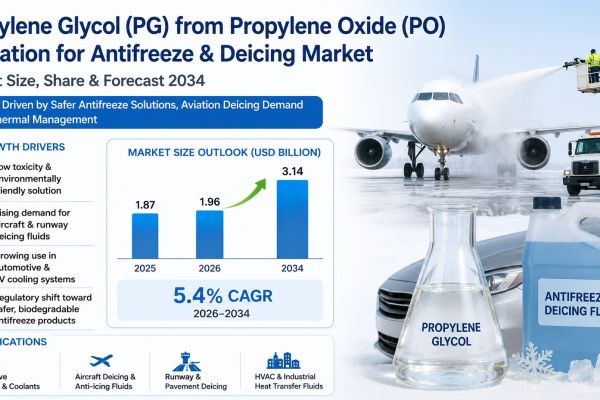 Propylene Glycol (PG) from Propylene Oxide Hydration for Antifreeze & Deicing Market Size, Share & Forecast 2034