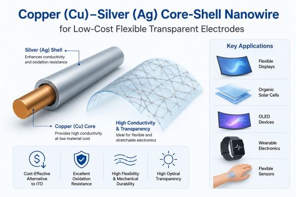 Copper (Cu)–Silver (Ag) Core-Shell Nanowire for Low-Cost Flexible Transparent Electrode Market Size, Share & Forecast 2034 | Growth Driven by Flexible..