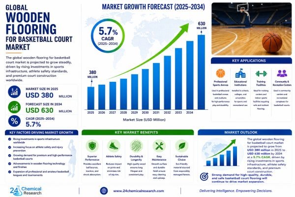 Wooden Flooring for Basketball Court Market to Reach USD 630 Million by 2034 Driven by Sports Infrastructure Growth
