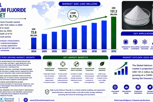 Global Hafnium Fluoride Market to Reach USD 131.2 Million by 2032 Amid Rising High-Tech Applications