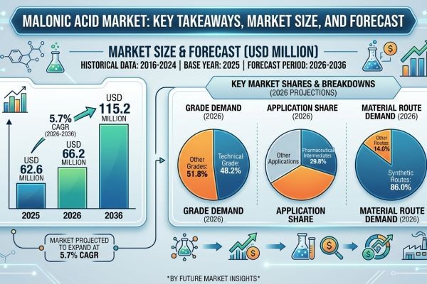 Global Malonic Acid Market Forecast 2026–2036: Market Expansion Driven by Specialty Chemical Synthesis