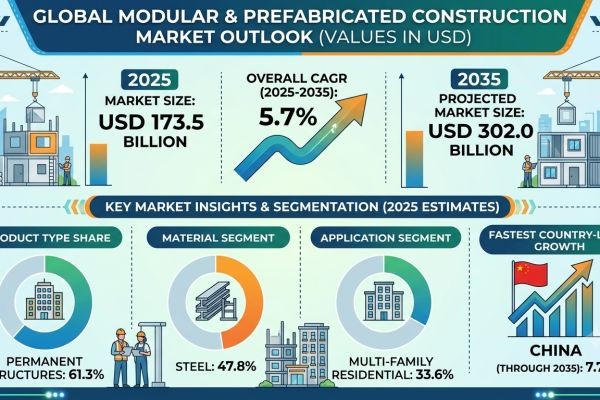 Global Modular and Prefabricated Construction Market Forecast 2025–2035: Market Expansion Driven by Labor Shortages