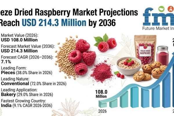 Freeze Dried Raspberry Market to Reach USD 214.3 Million by 2036
