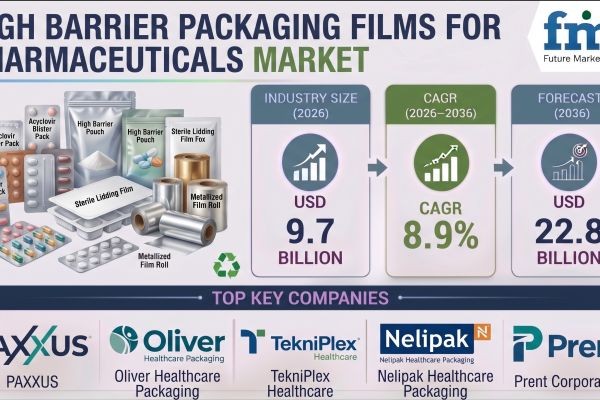 High Barrier Packaging Films for Pharmaceuticals Market to Reach USD 22.8 Billion by 2036 as Pharmaceutical Packaging Innovation Advances Worldwide