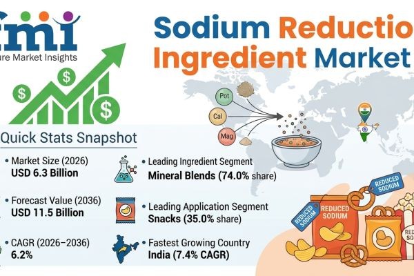 Sodium Reduction Ingredient Market to Reach USD 11.5 Billion by 2036
