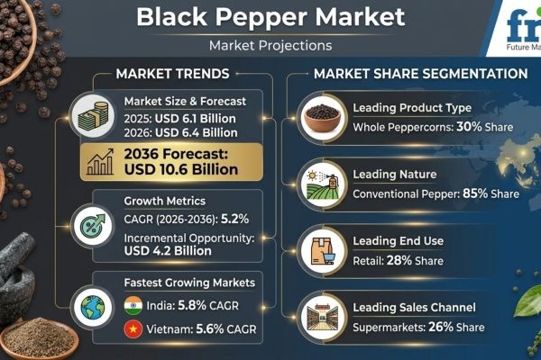 Black Pepper Market to Reach USD 10.6 Billion by 2036