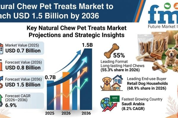 Natural Chew Pet Treats Market to Reach USD 1.5 Billion by 2036