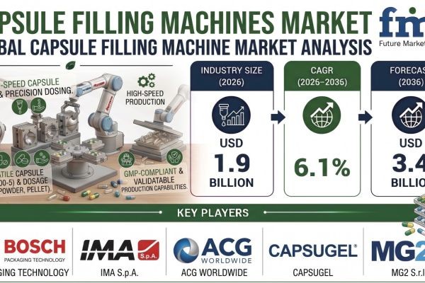 Capsule Filling Machines Market to Reach USD 3.4 Billion by 2036 | Expansion of Biopharmaceutical Manufacturing Supports Market Development