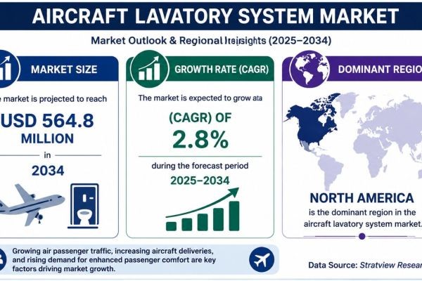 Aircraft Lavatory System Market Share and Forecast to Reach USD 564.8 Million by 2034